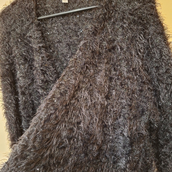 Nevada Fuzzy Sparkly Black Open Cardigan - Picture 5 of 5